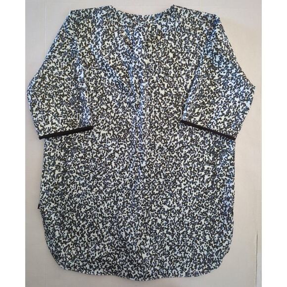 LYSSE New York Gray Black & White V Neck Short Sleeve Oversized Tunic Top Size S - Picture 6 of 7